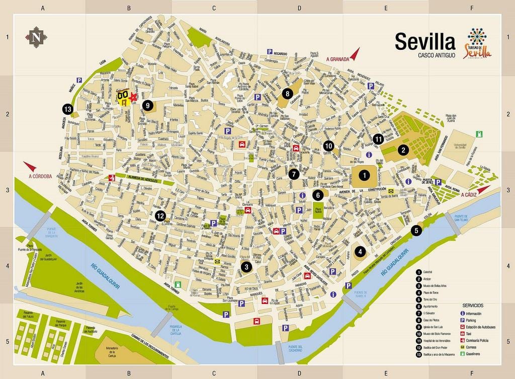 মানচিত্র বিনামূল্যে রাস্তার মানচিত্র,: Sevilla, স্পেন