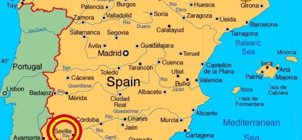 মানচিত্র স্পেন এর দেশ: Sevilla