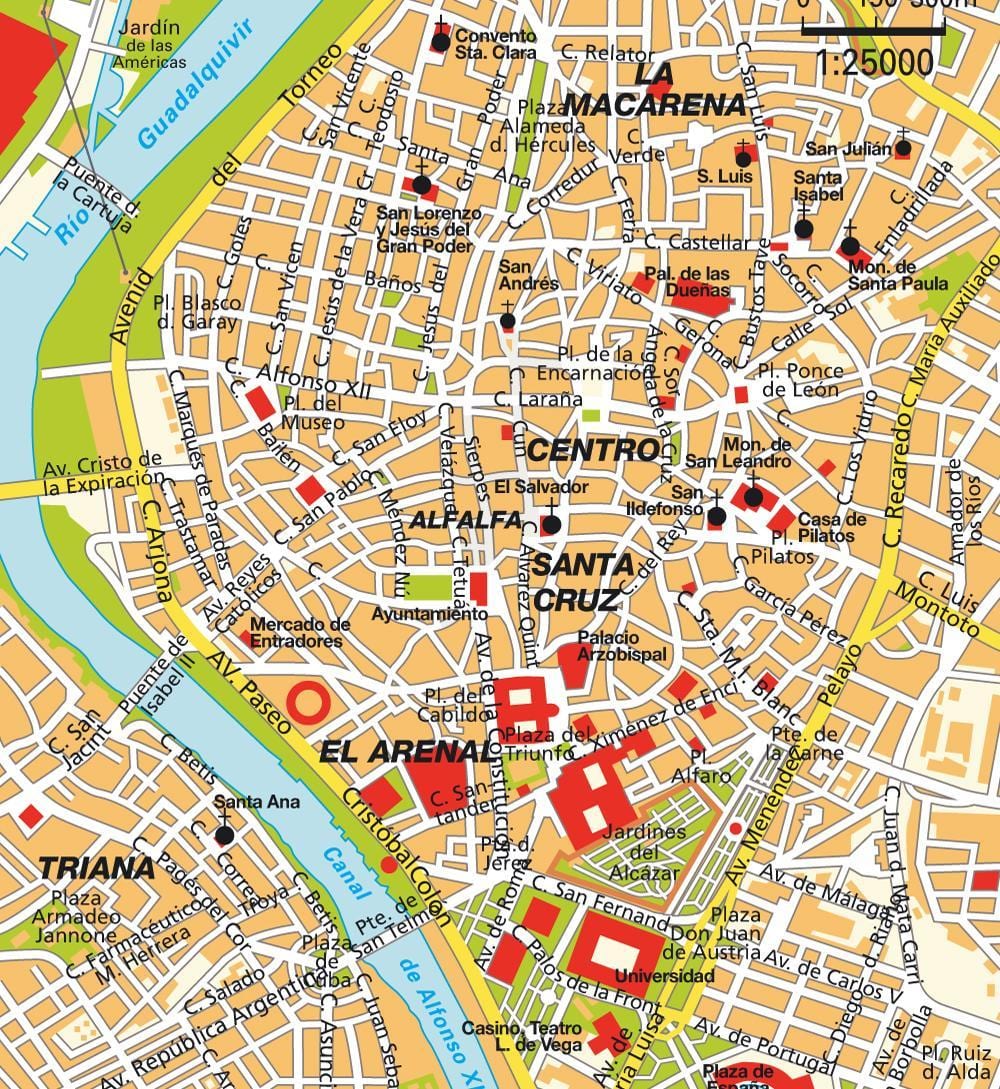 মানচিত্র: Sevilla, স্পেন সিটি সেন্টার