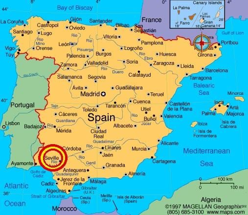 সেভিলা espana মানচিত্র