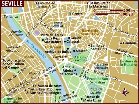 মানচিত্র: Sevilla এলাকাগুলোর